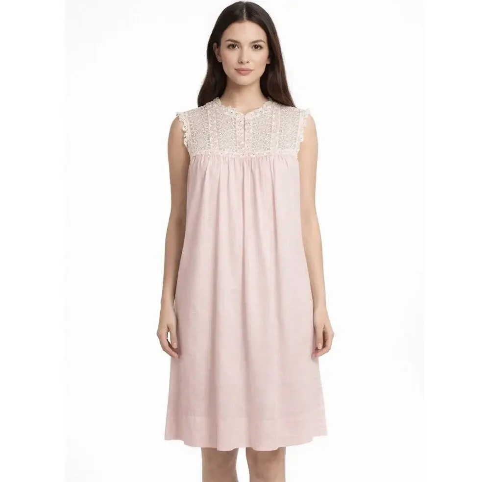 1960s Christian Dior Baby Pink Lace Trim Nightgown Embroidered size medium